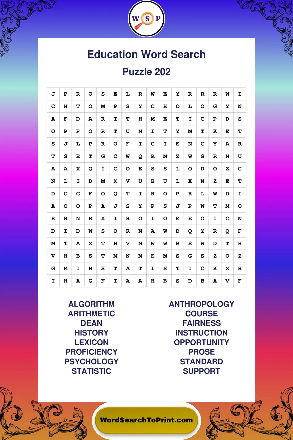 Education Word Search Puzzle 202