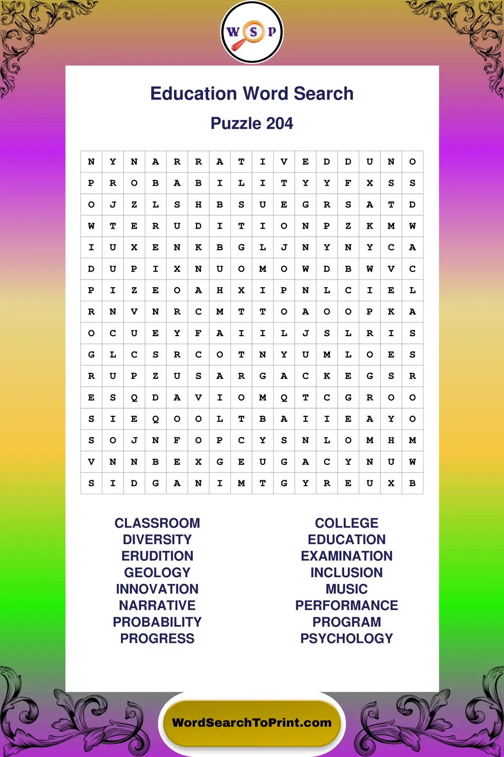 Education Word Search Puzzle 204