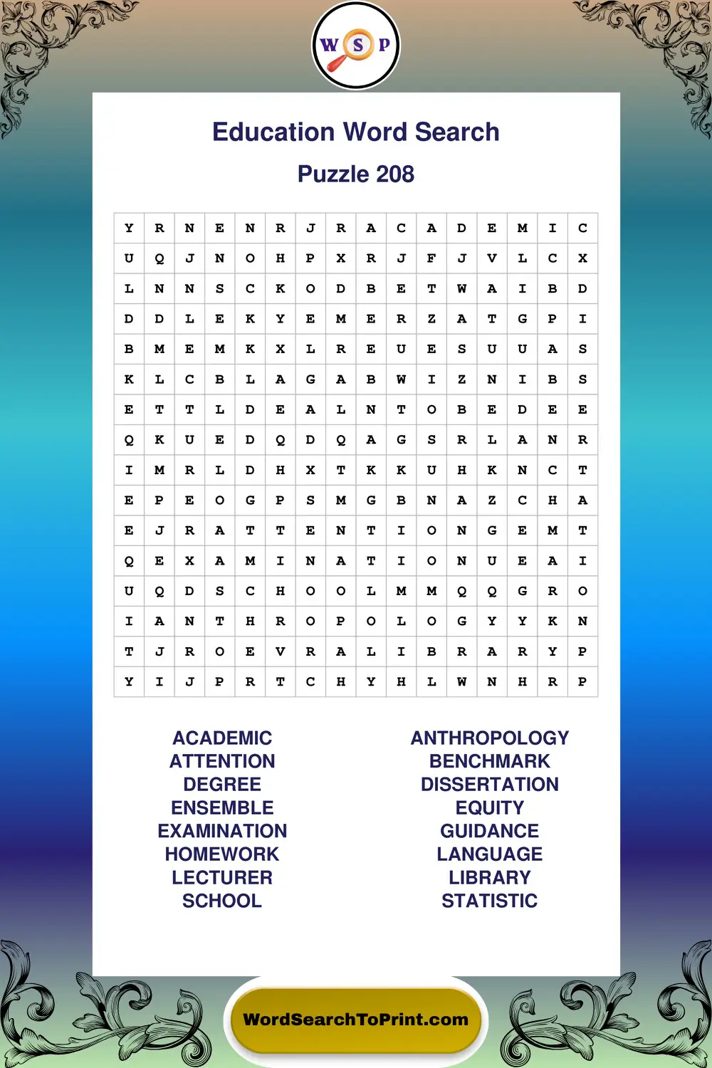 Education Word Search Puzzle 208