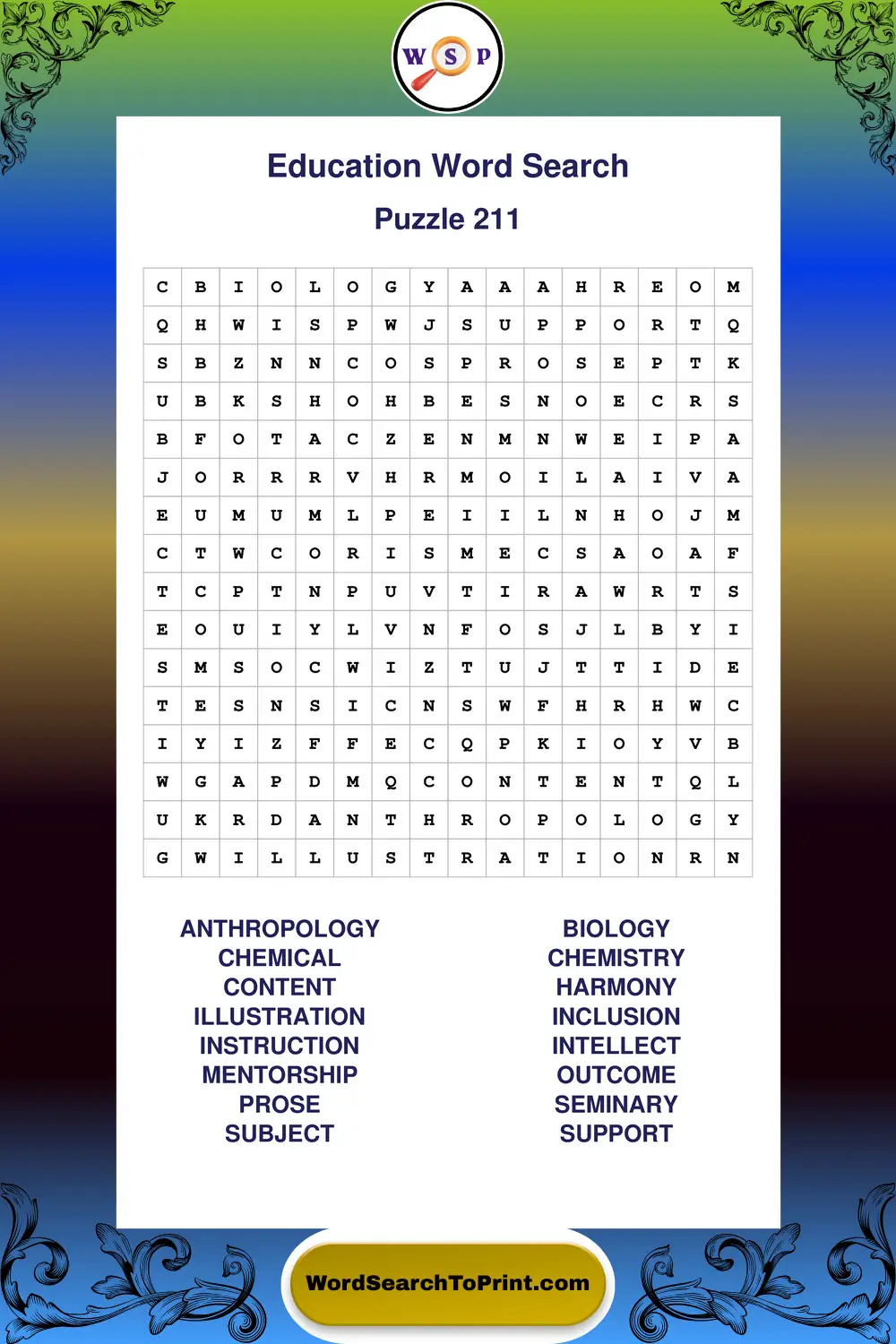 Education Word Search Puzzle 211