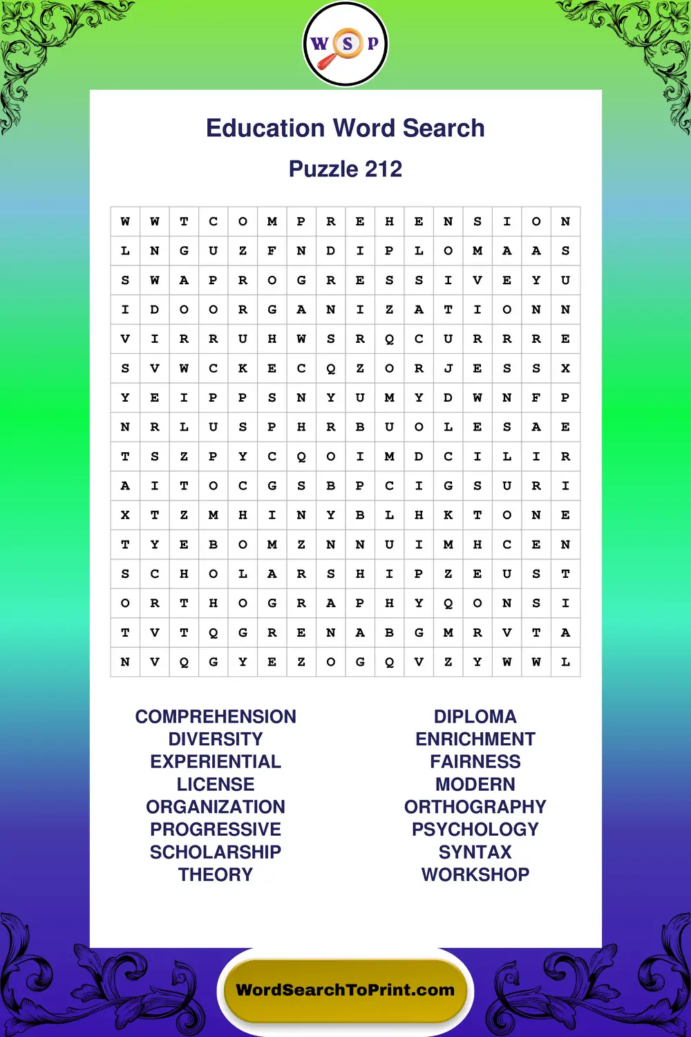 Education Word Search Puzzle 212