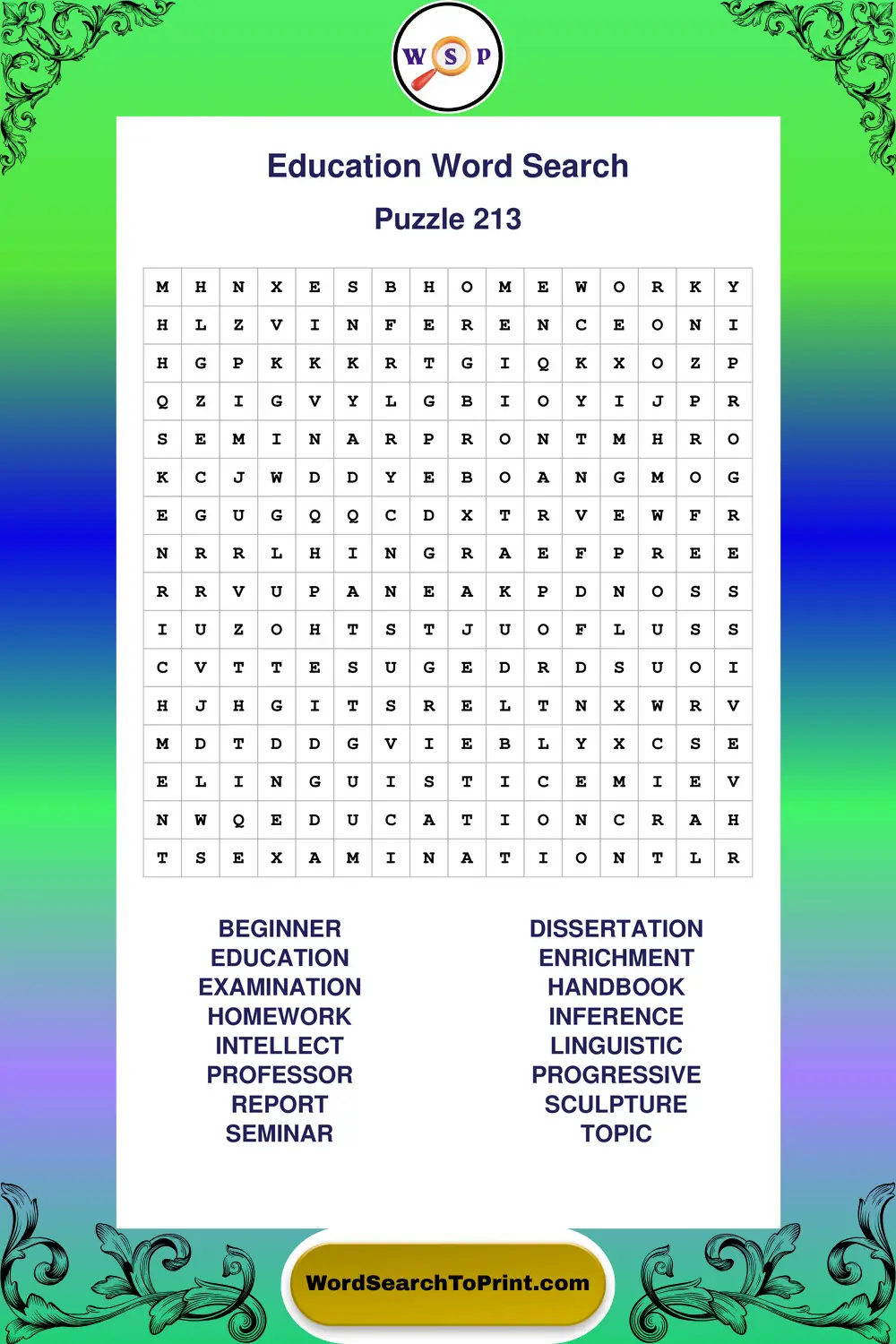 Education Word Search Puzzle 213