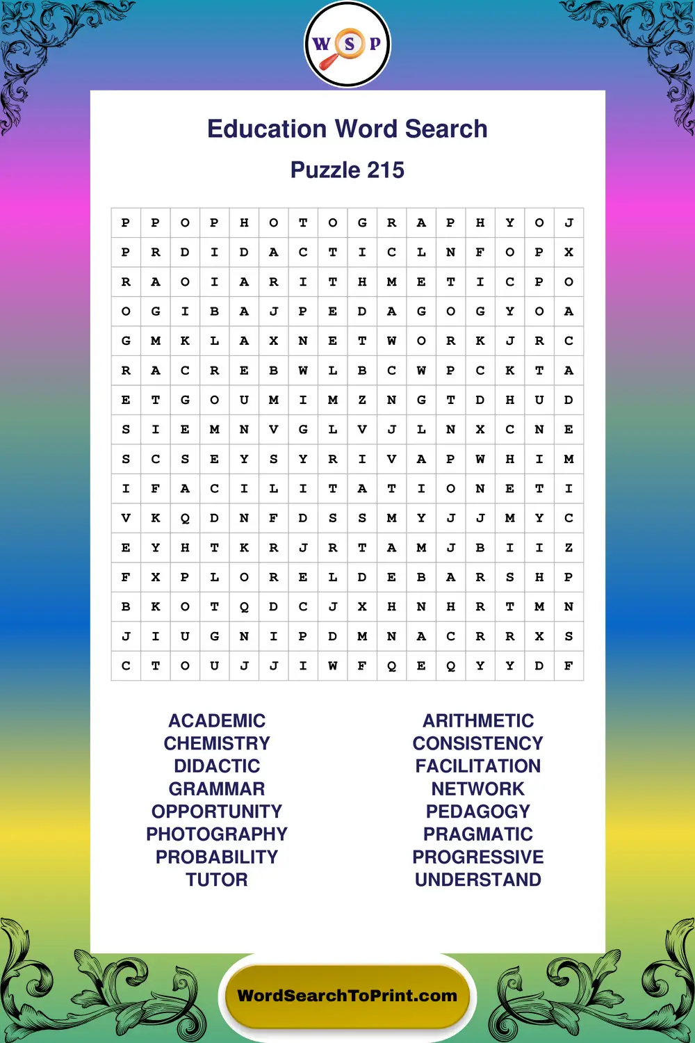 Education Word Search Puzzle 215