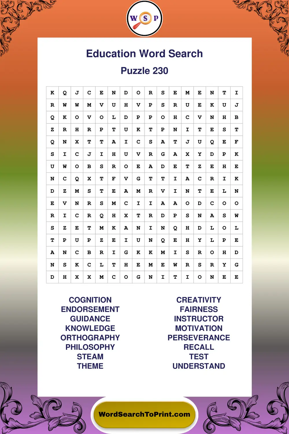 Education Word Search Puzzle 230