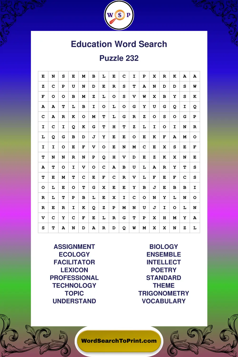 Education Word Search Puzzle 232
