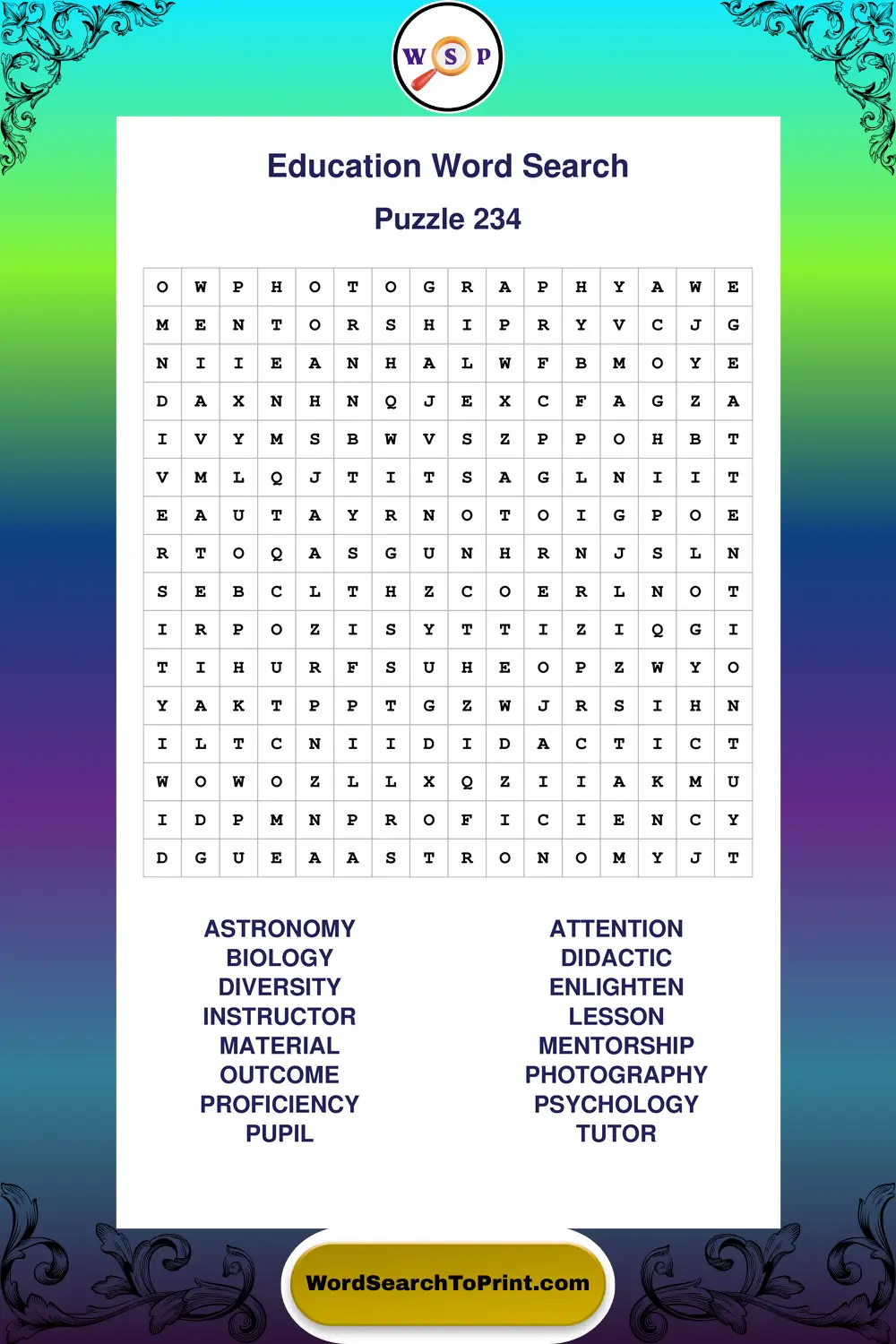 Education Word Search Puzzle 234