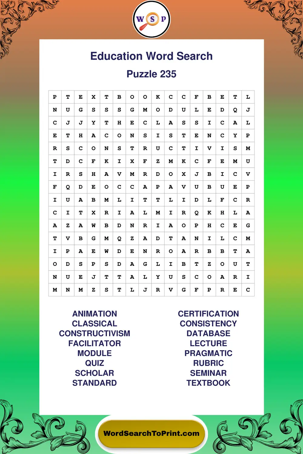 Education Word Search Puzzle 235