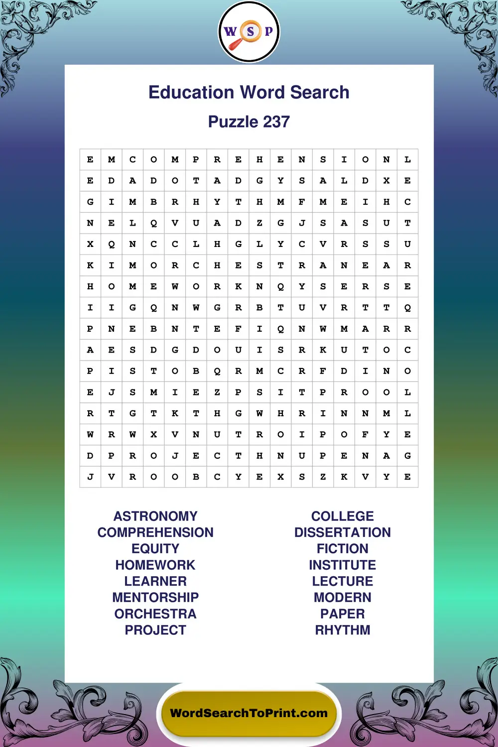 Education Word Search Puzzle 237