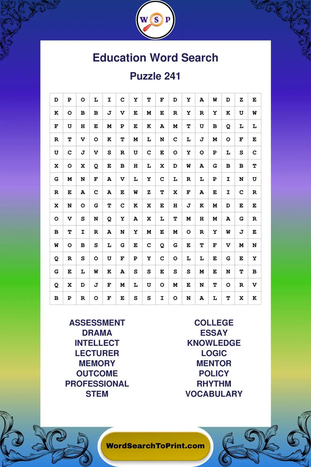 Education Word Search Puzzle 241