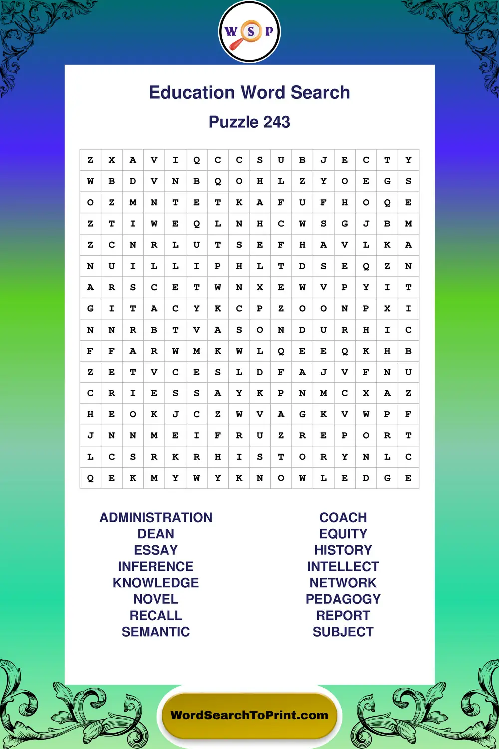 Education Word Search Puzzle 243