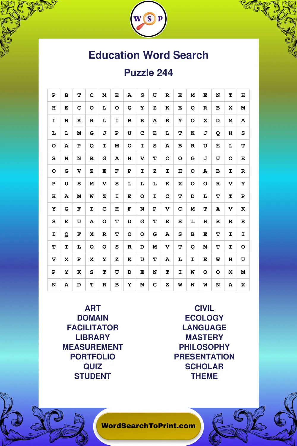 Education Word Search Puzzle 244