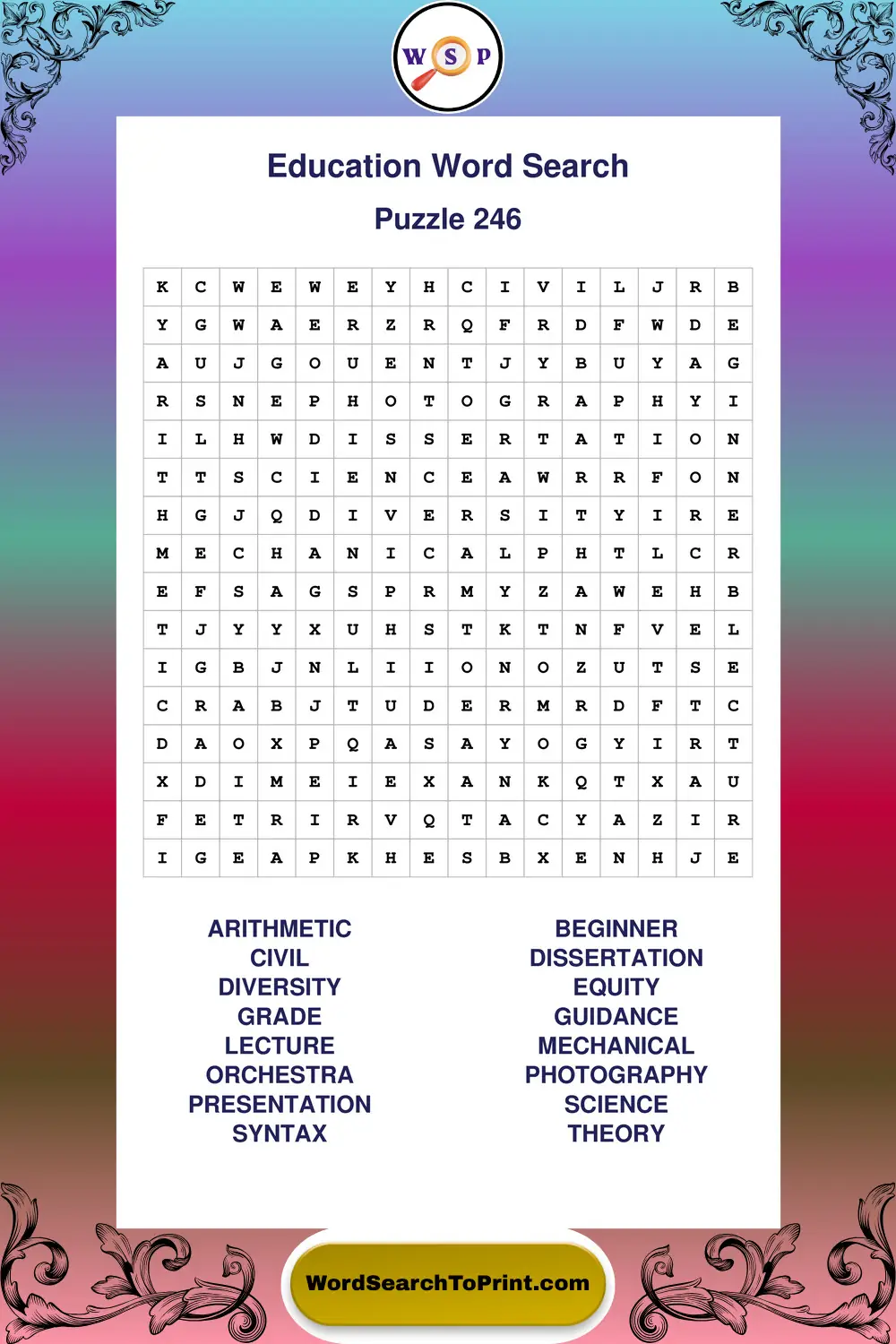 Education Word Search Puzzle 246