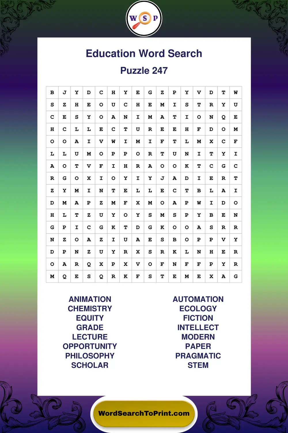 Education Word Search Puzzle 247