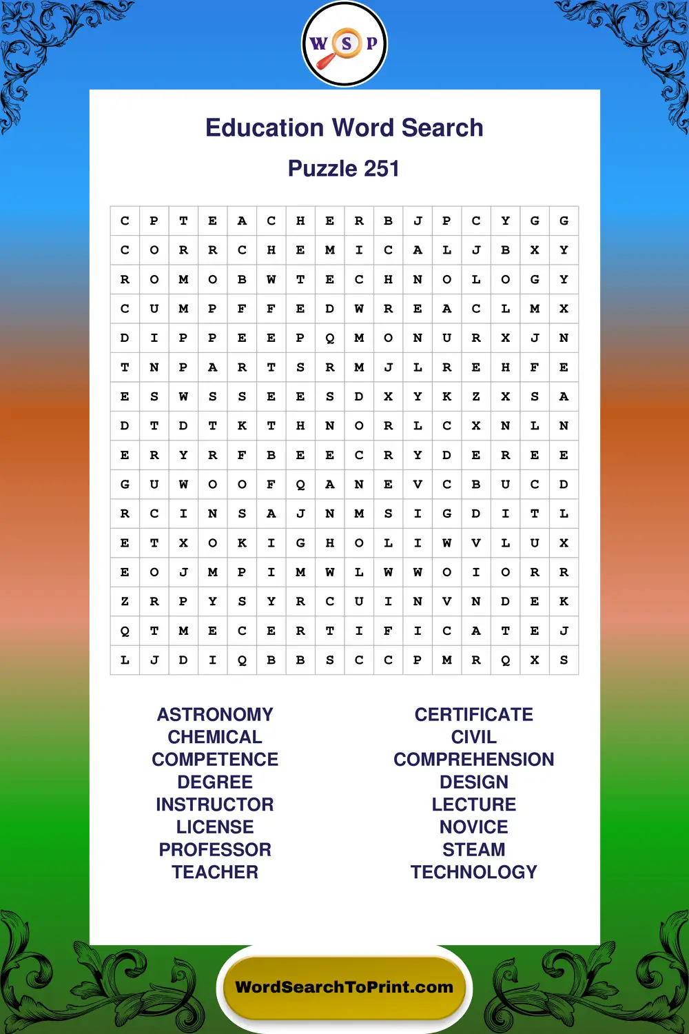 Education Word Search Puzzle 251