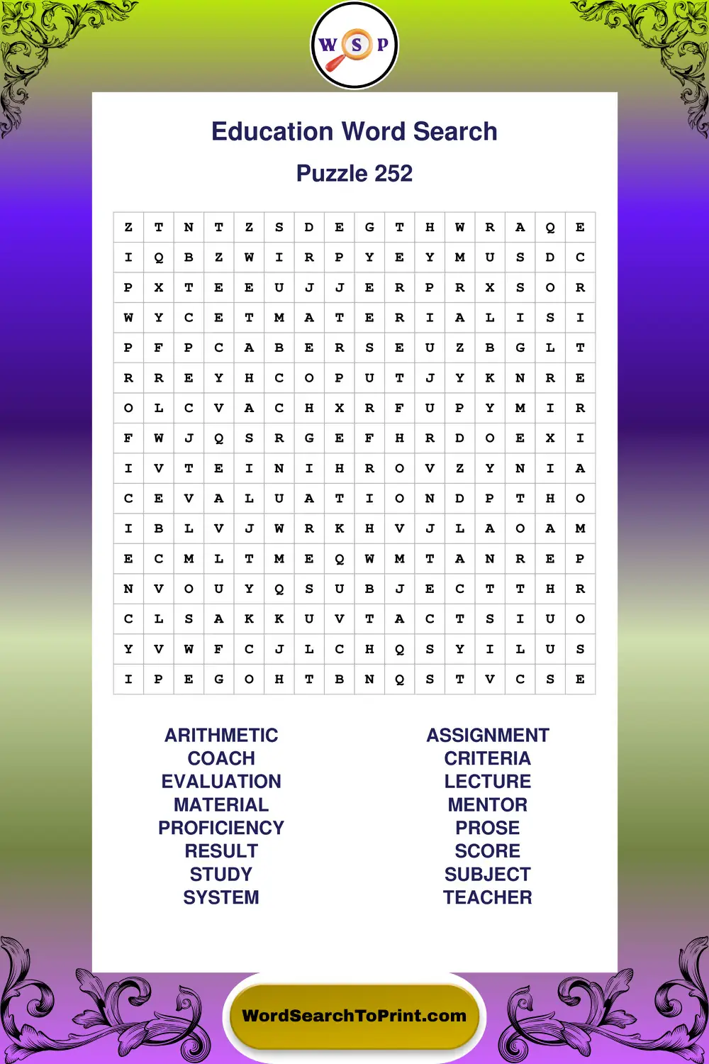 Education Word Search Puzzle 252
