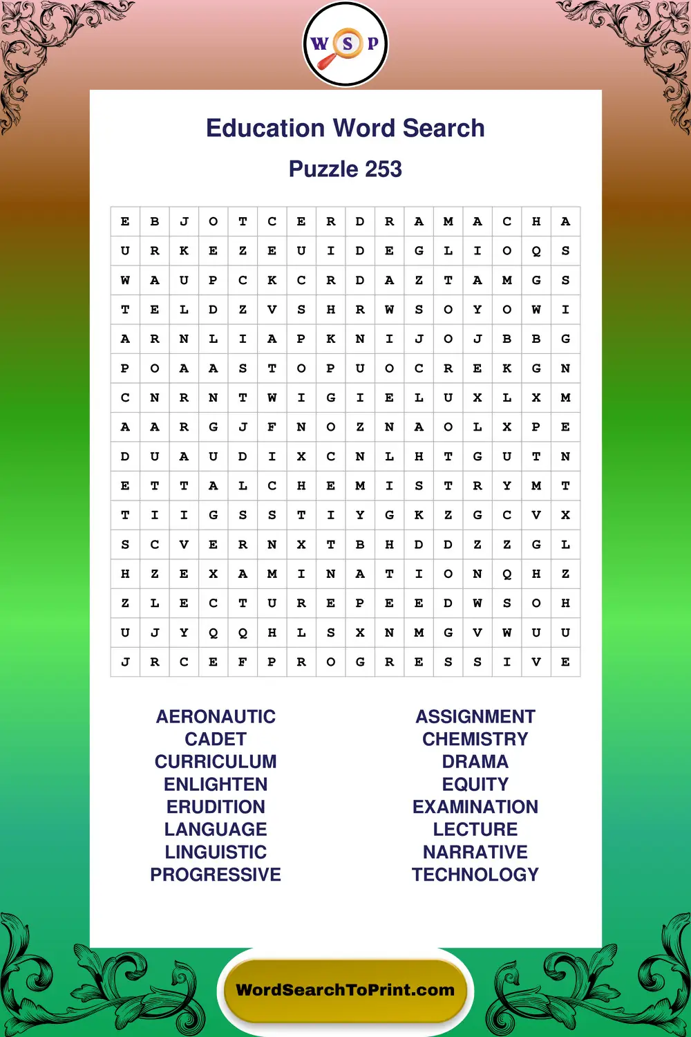 Education Word Search Puzzle 253