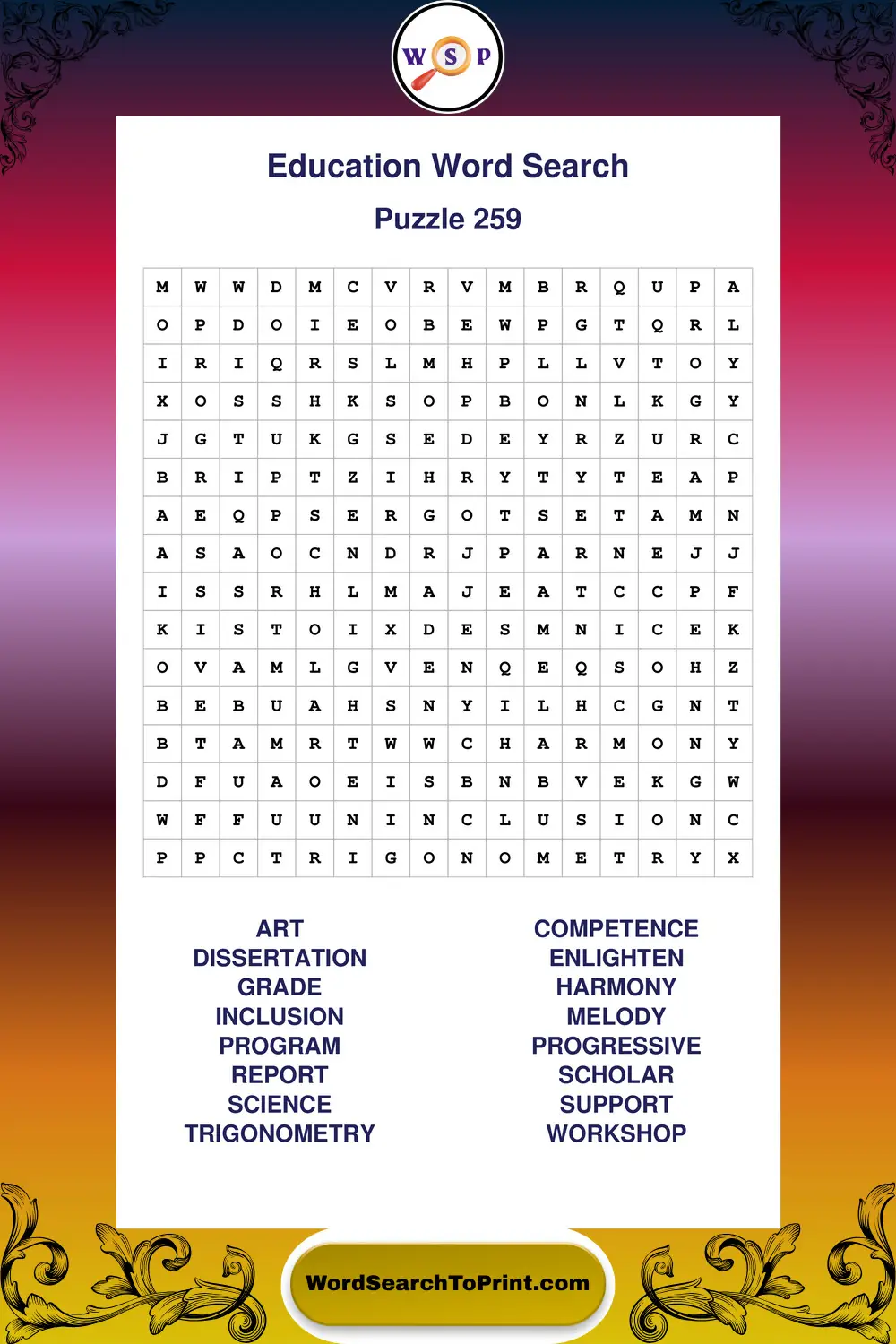 Education Word Search Puzzle 259