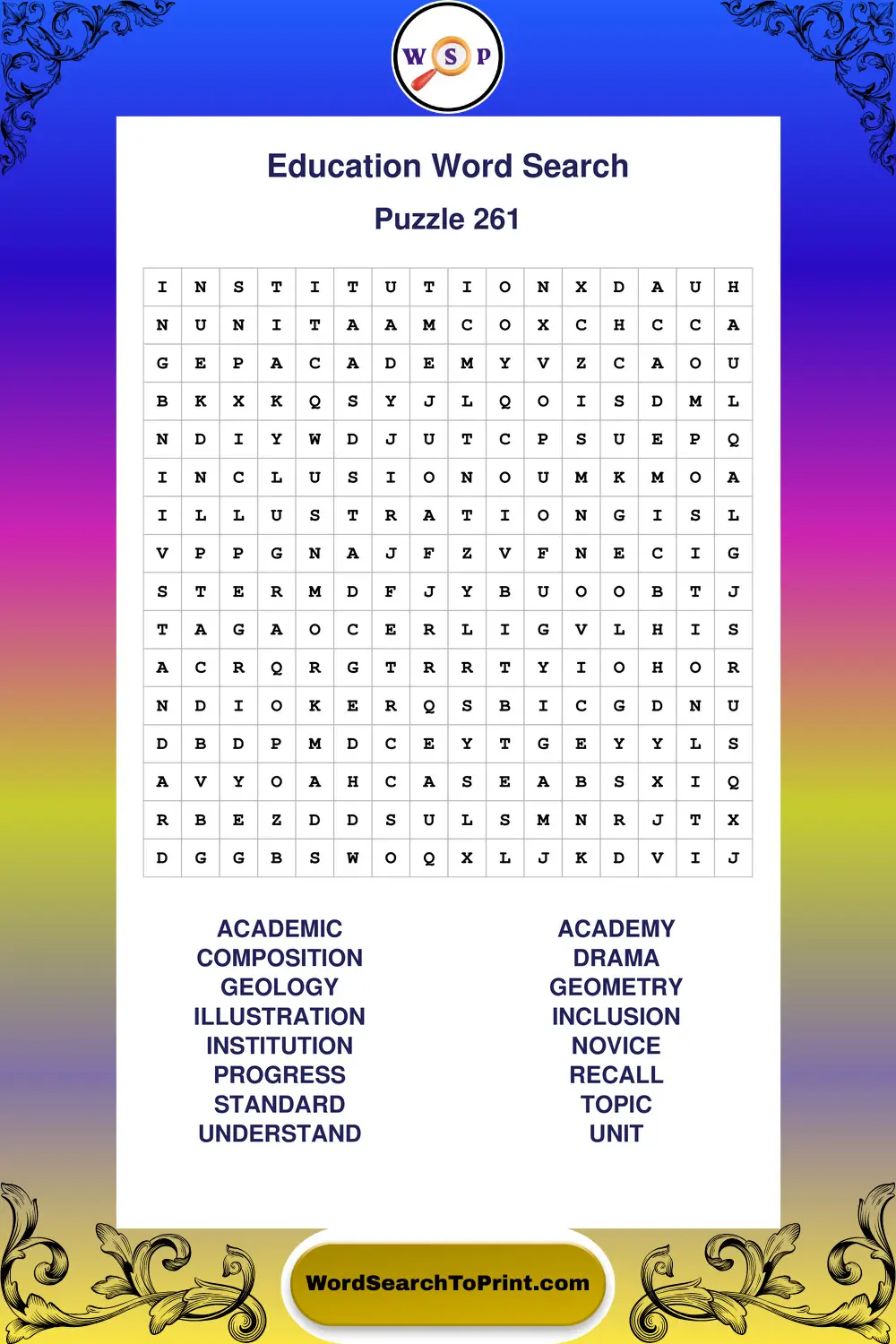 Education Word Search Puzzle 261