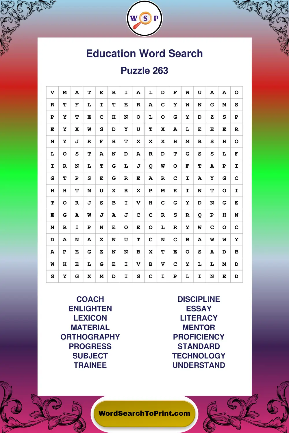 Education Word Search Puzzle 263