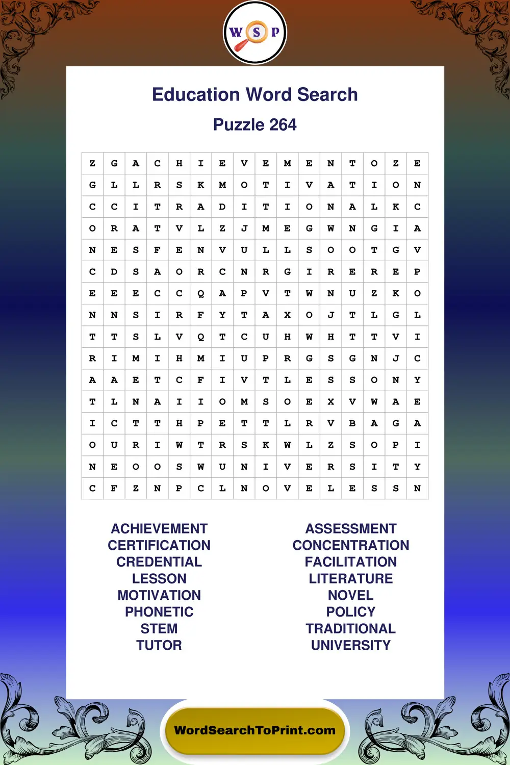 Education Word Search Puzzle 264