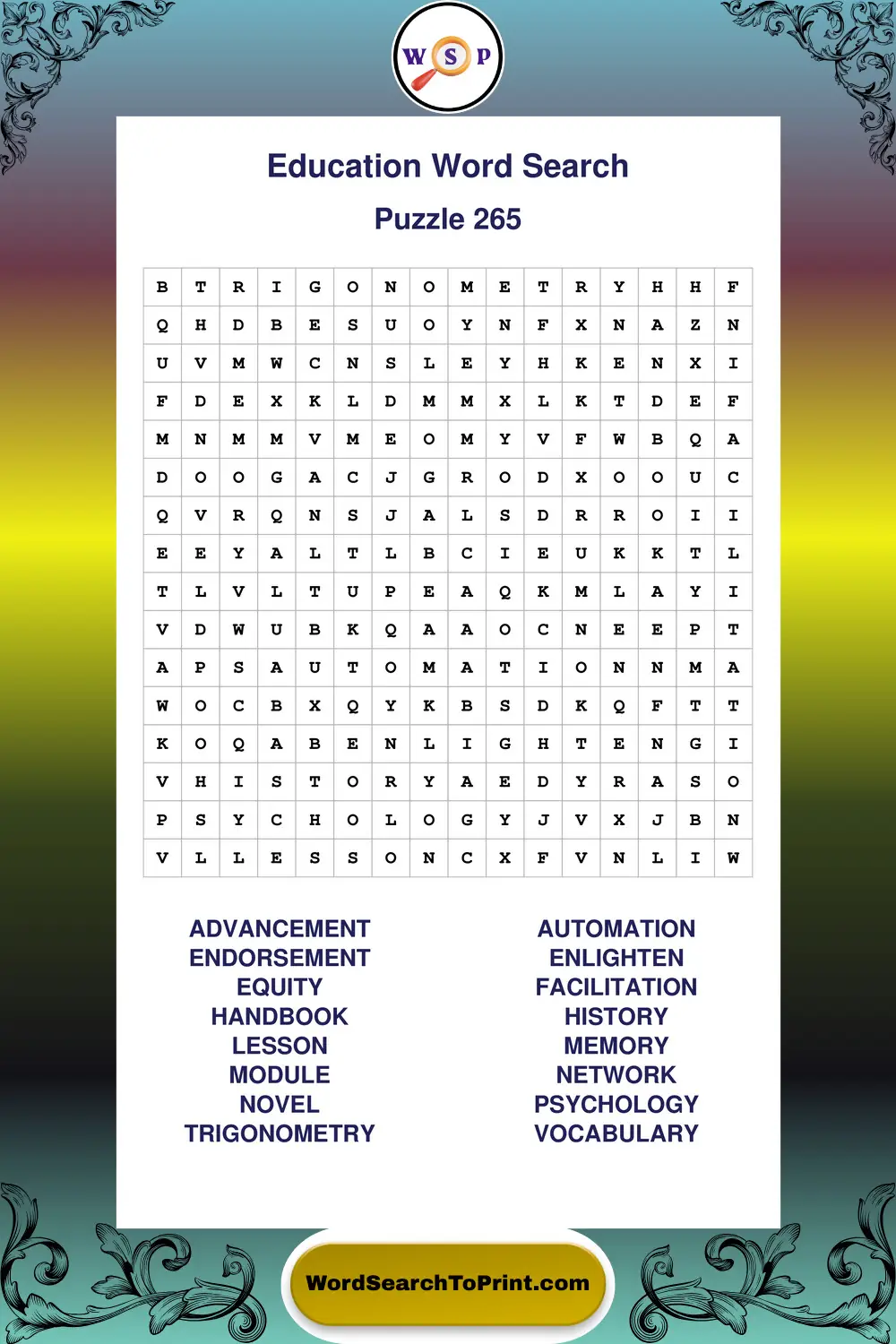 Education Word Search Puzzle 265