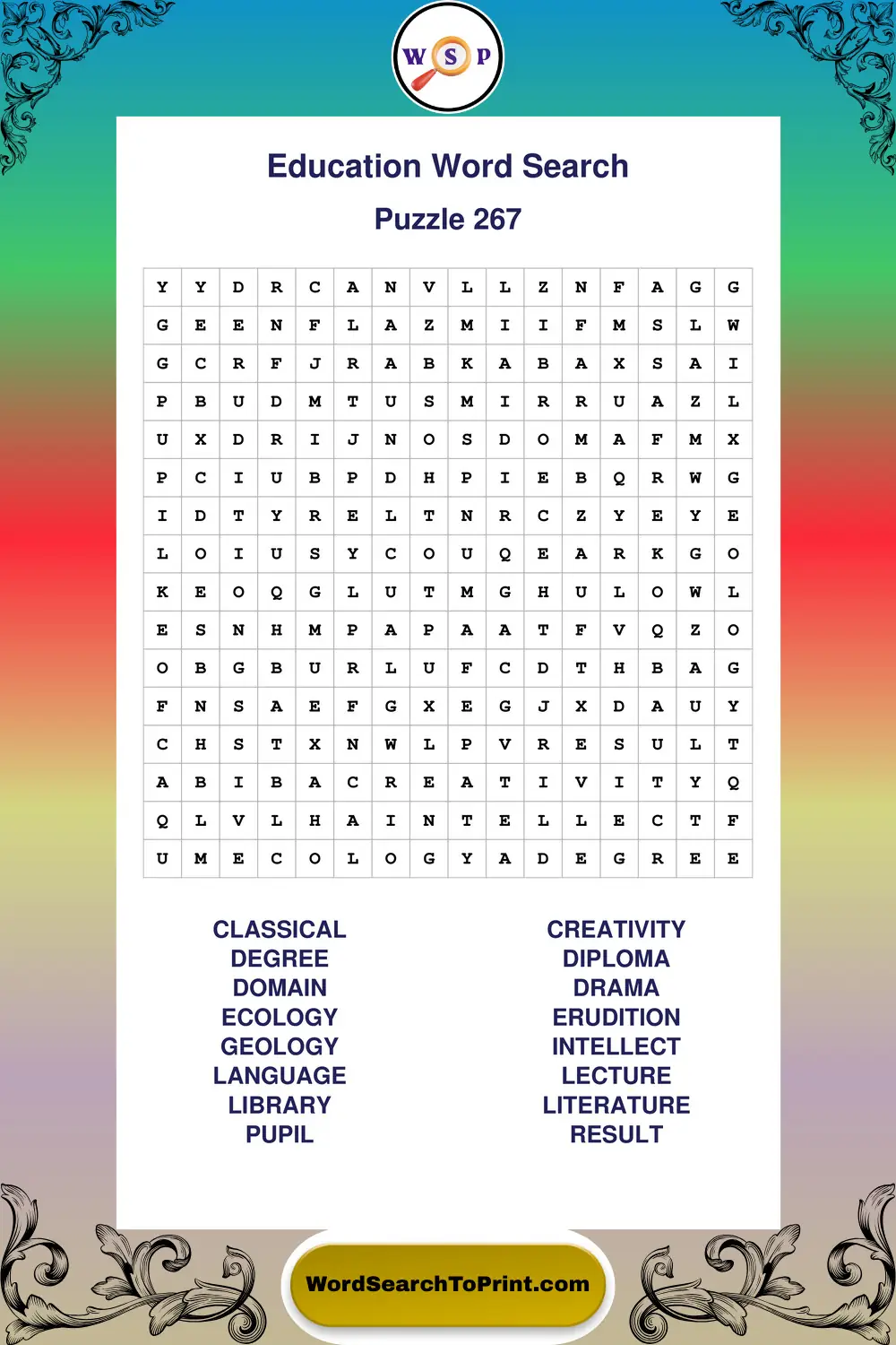 Education Word Search Puzzle 267