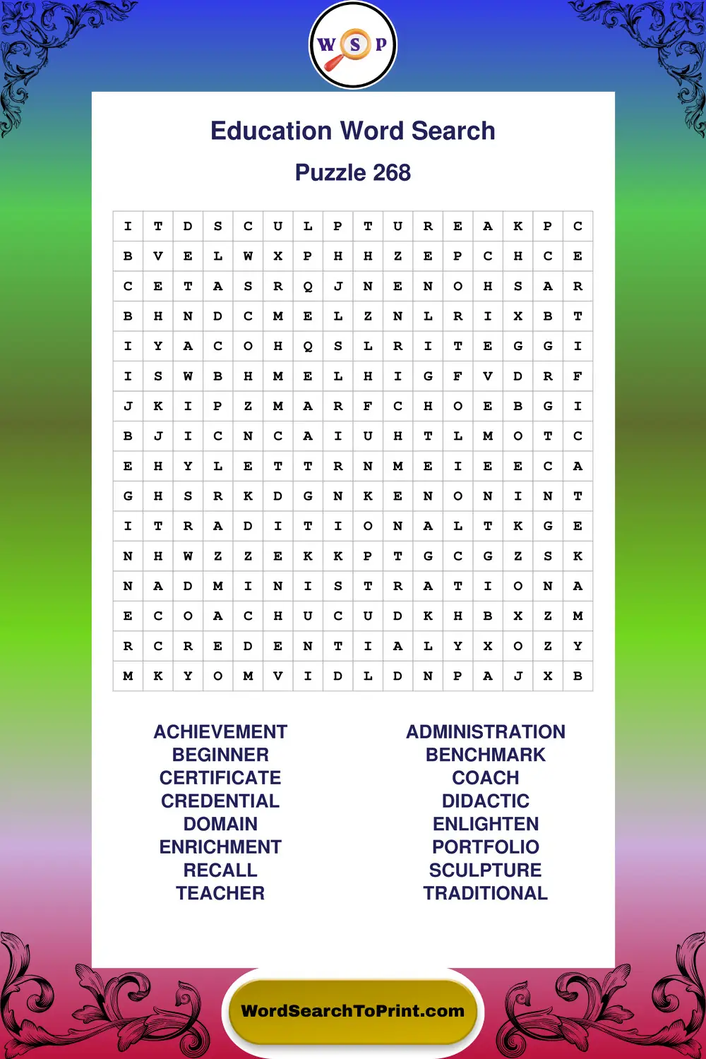 Education Word Search Puzzle 268
