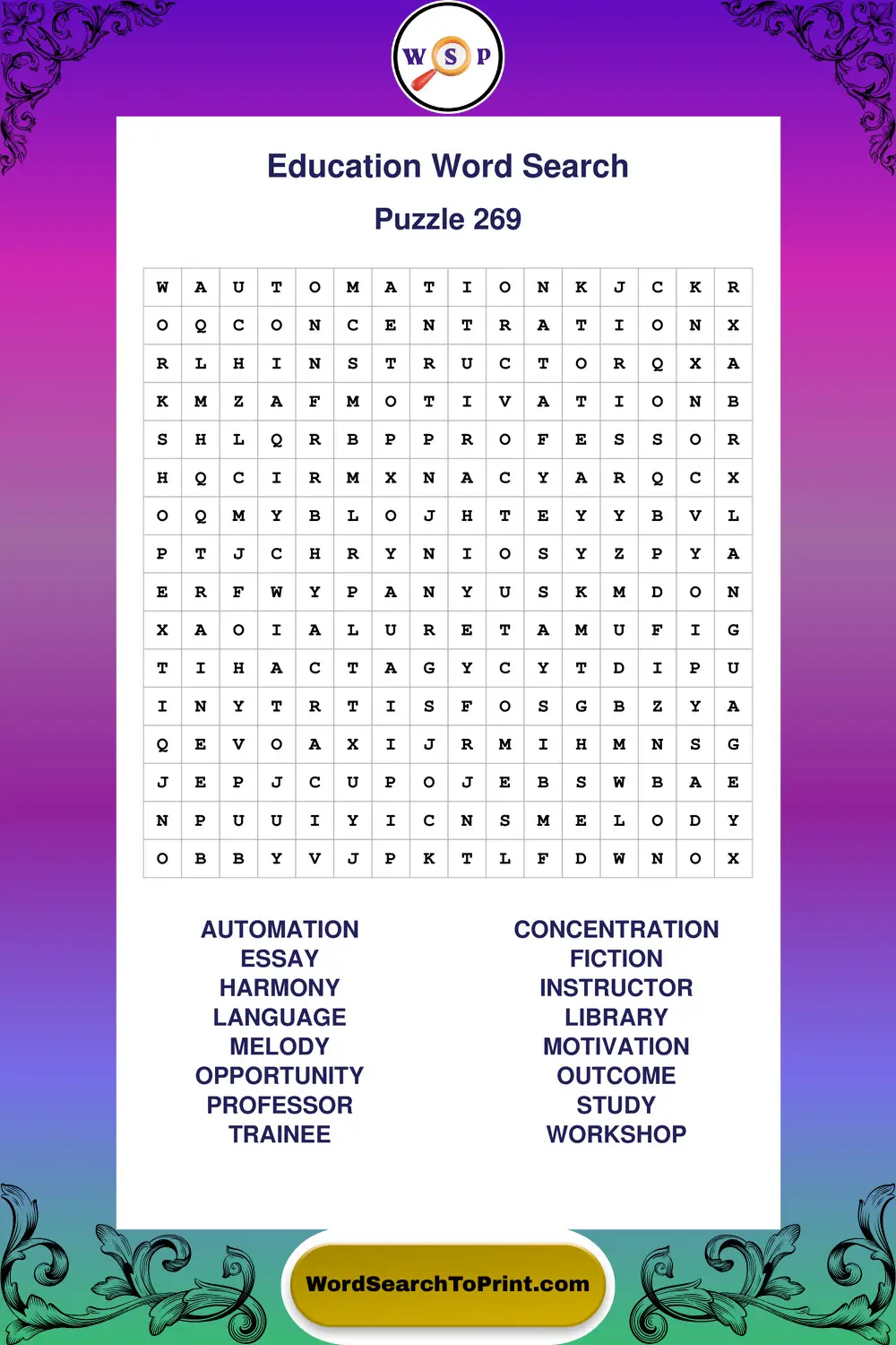 Education Word Search Puzzle 269
