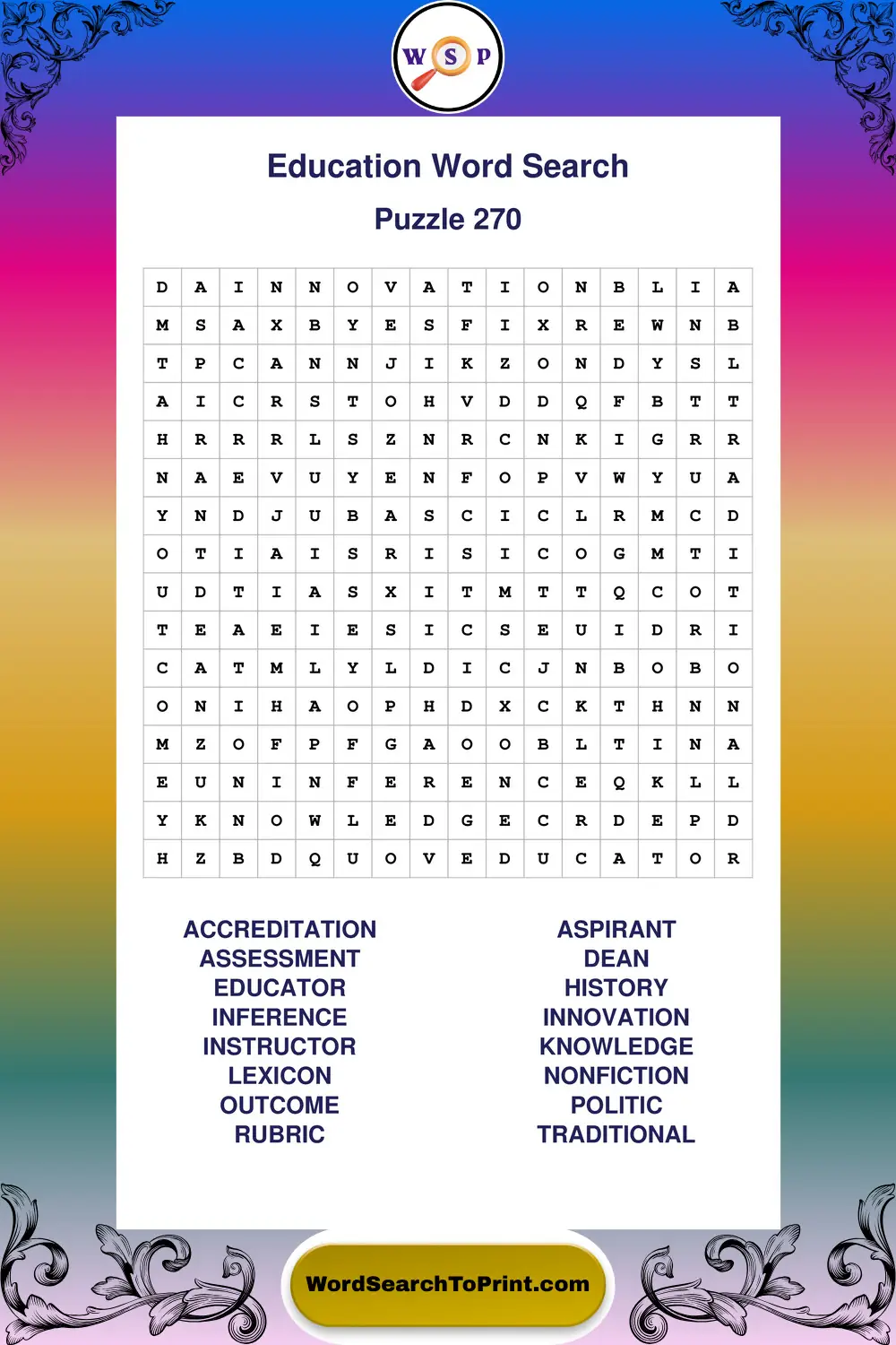 Education Word Search Puzzle 270