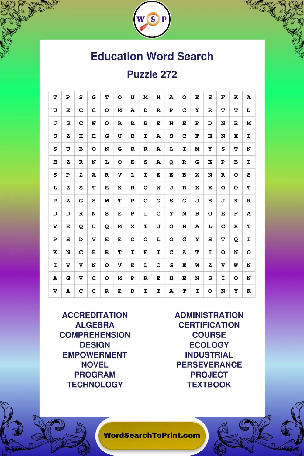 Education Word Search Puzzle 272
