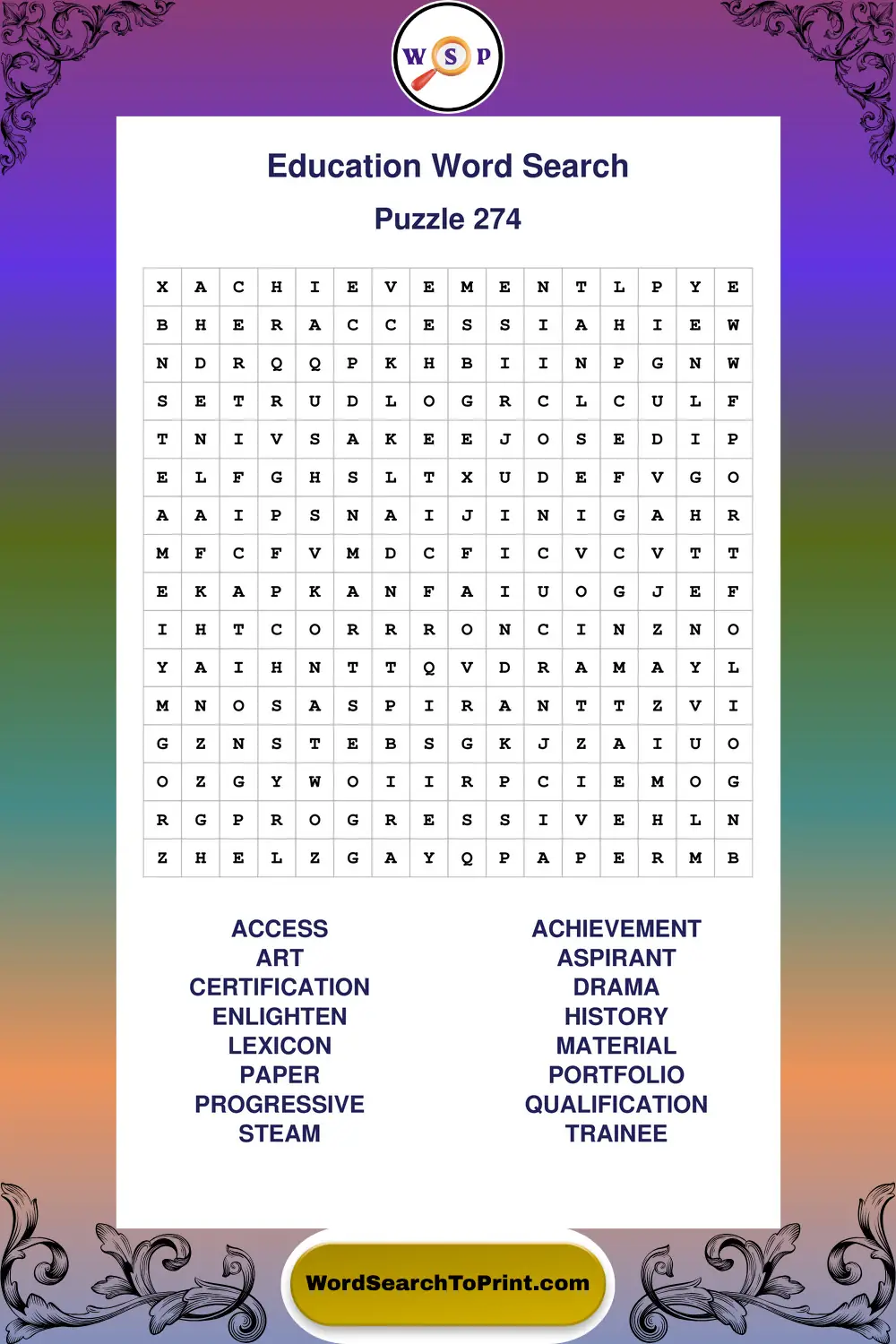 Education Word Search Puzzle 274