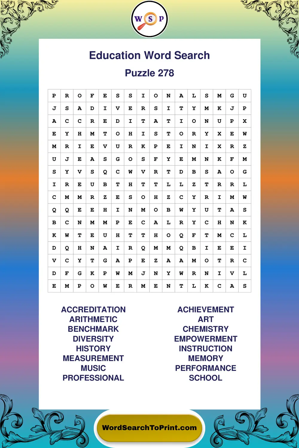 Education Word Search Puzzle 278