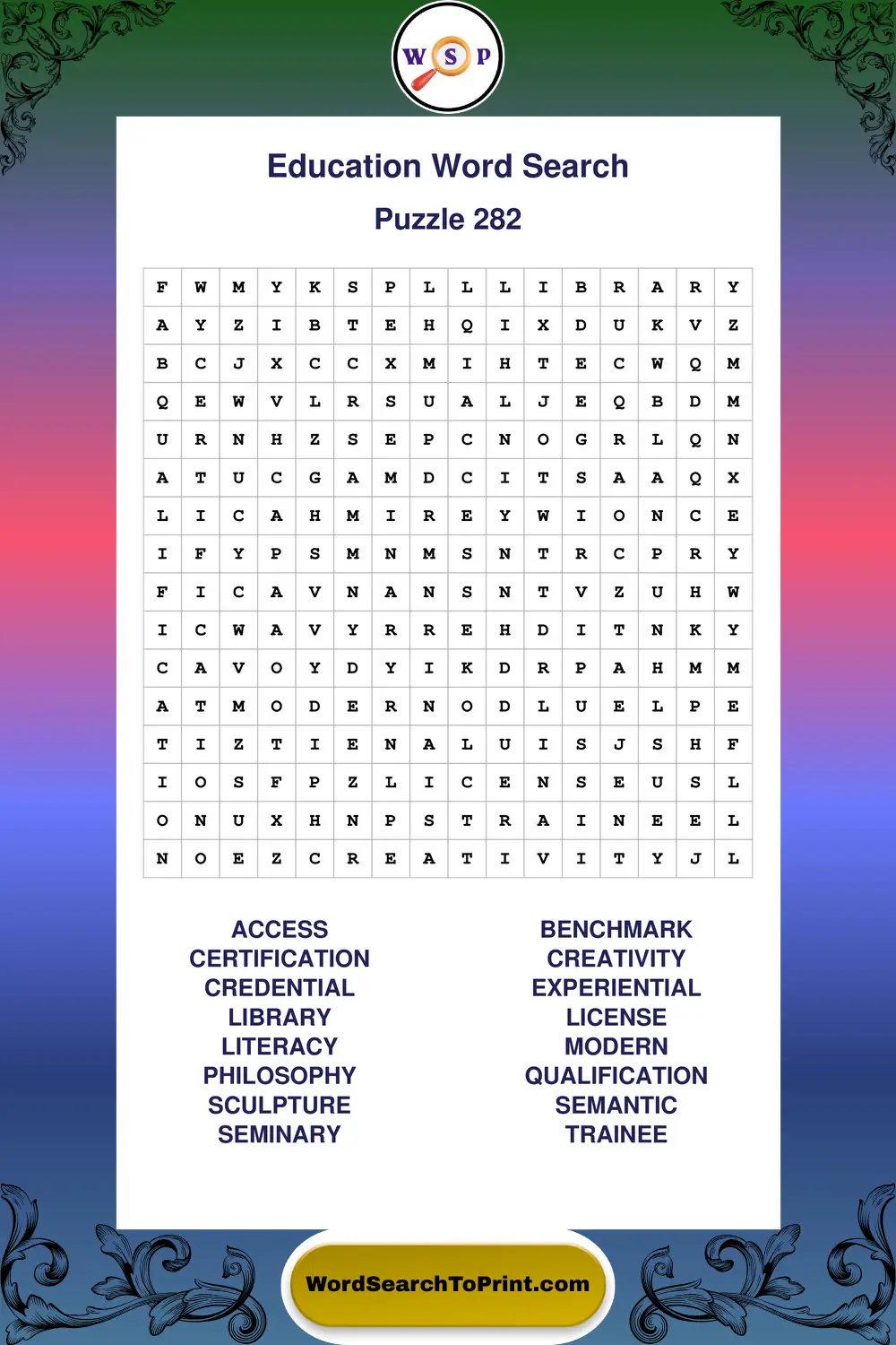 Education Word Search Puzzle 282