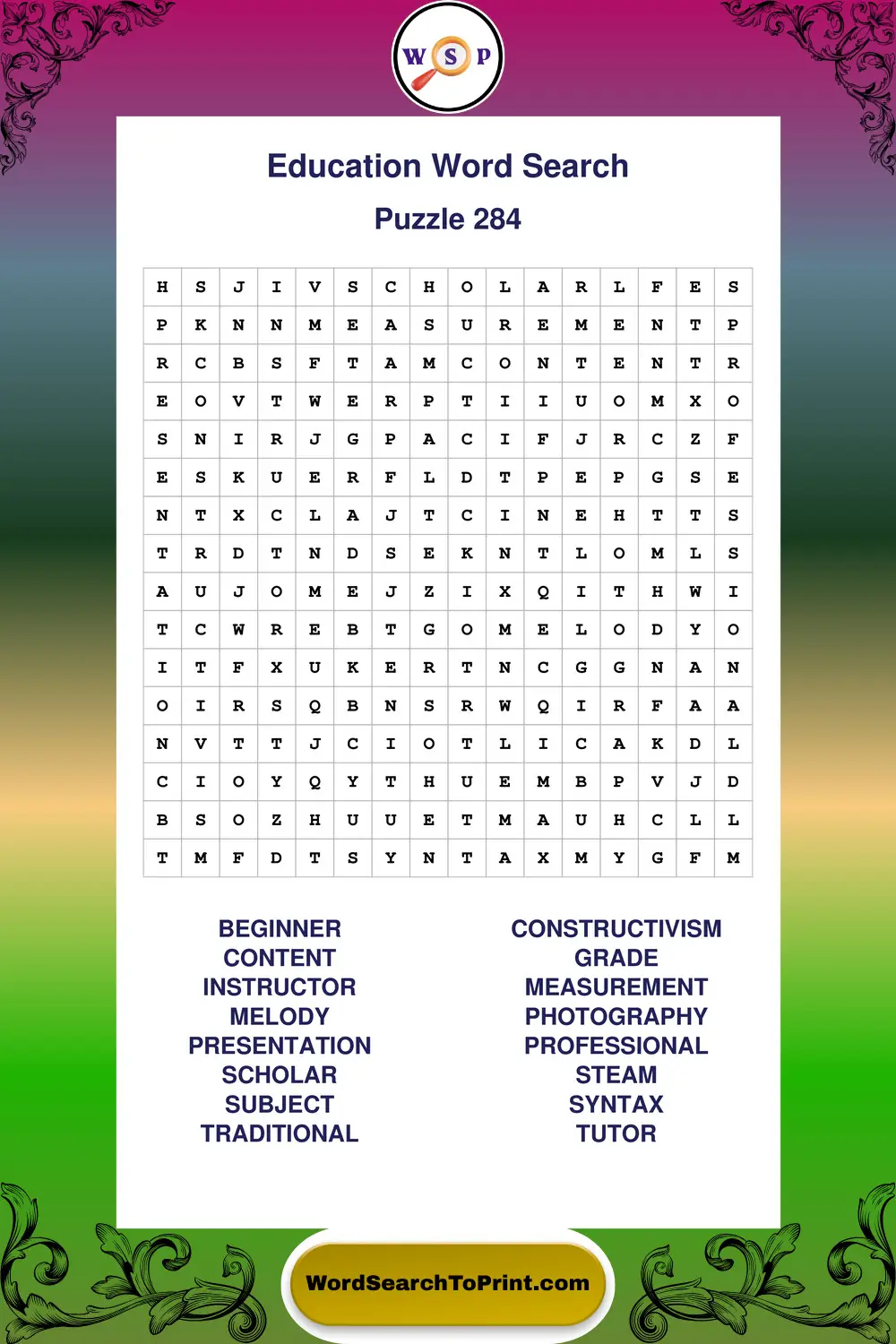 Education Word Search Puzzle 284