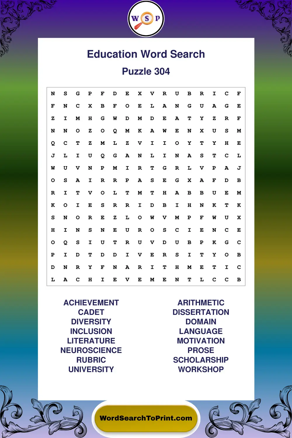 Education Word Search Puzzle 304