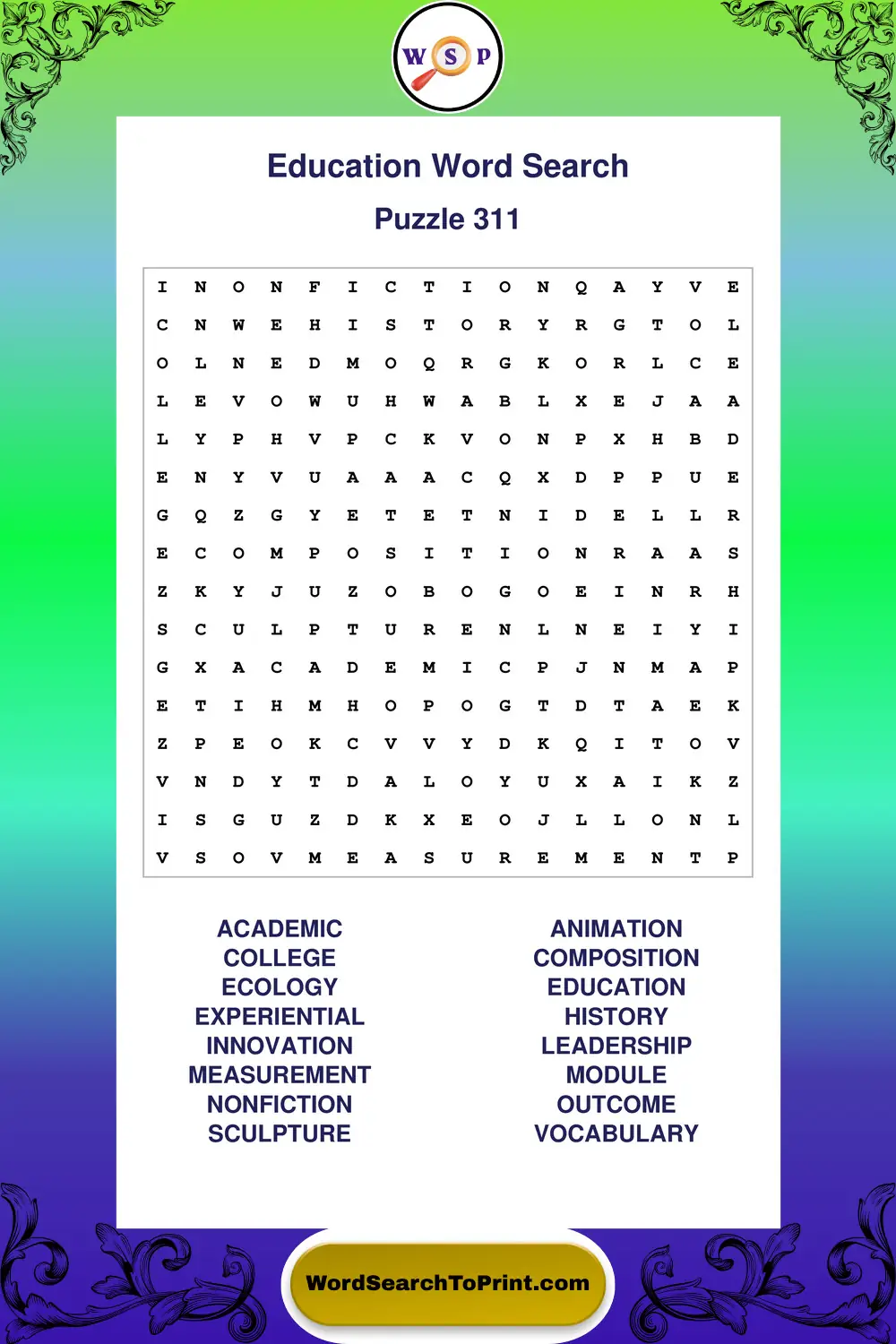 Education Word Search Puzzle 311