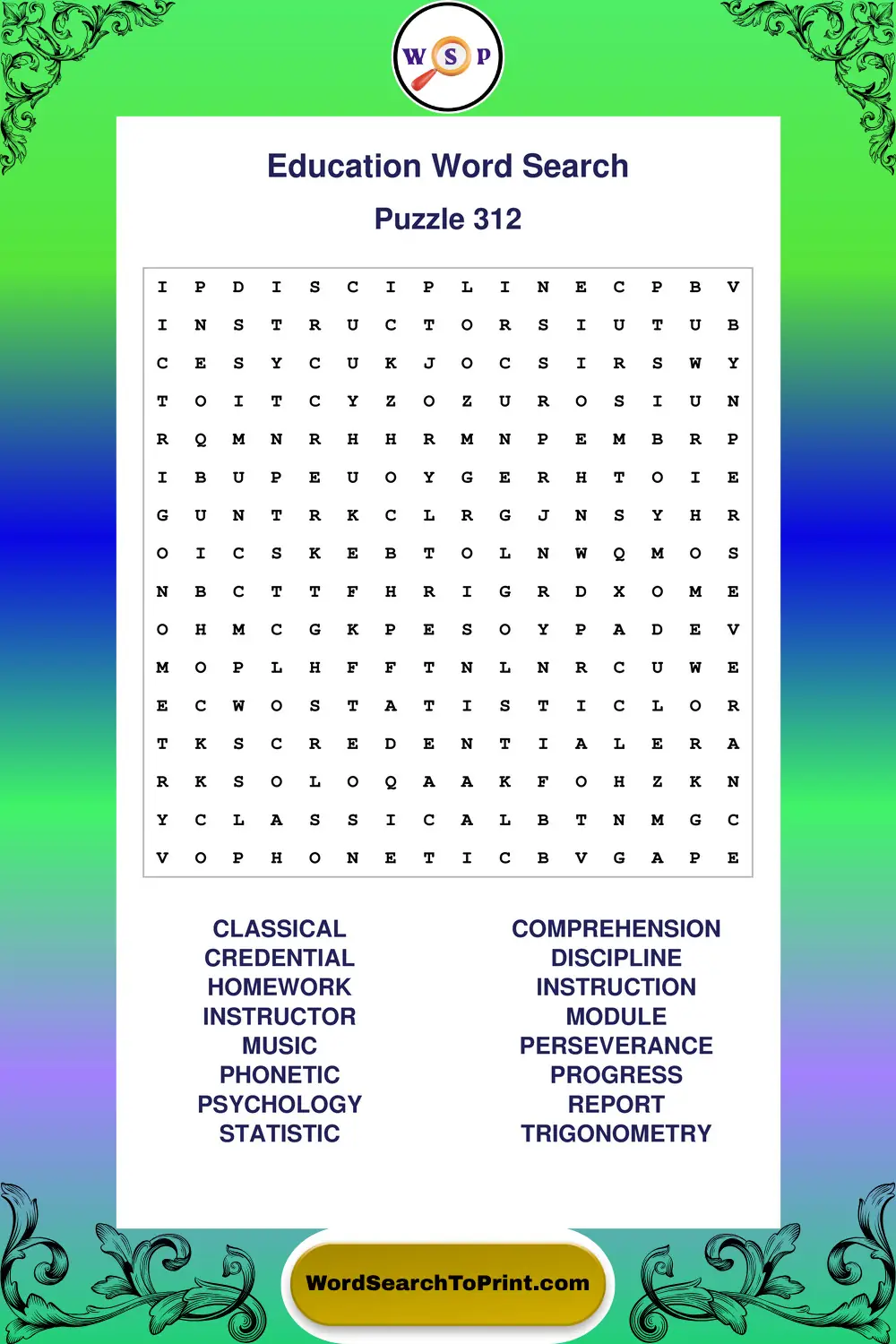 Education Word Search Puzzle 312