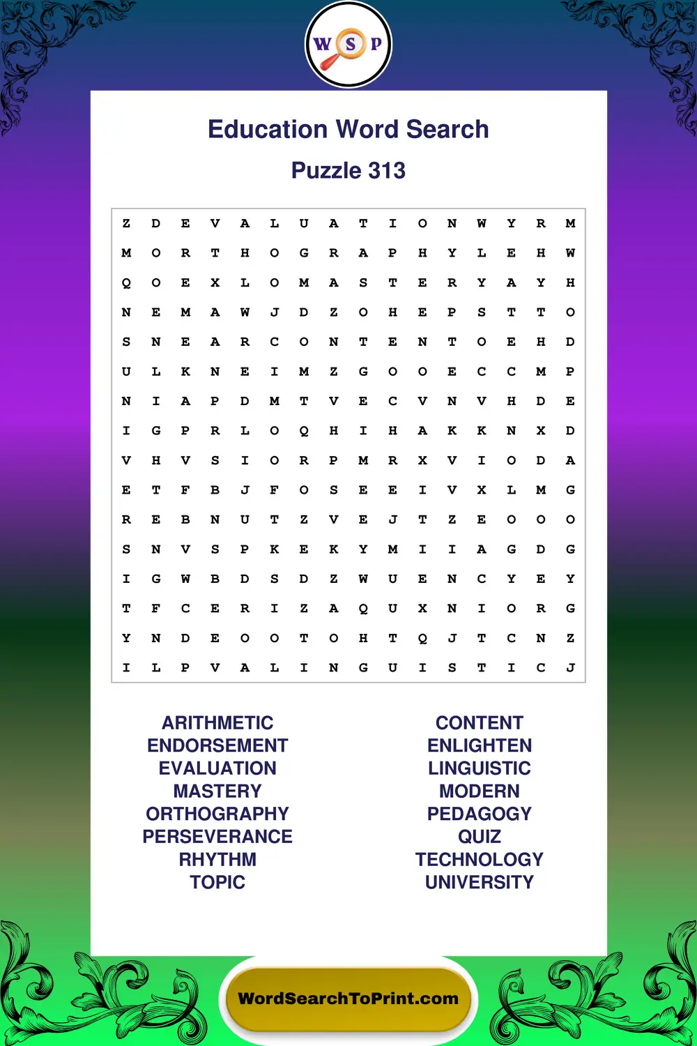 Education Word Search Puzzle 313