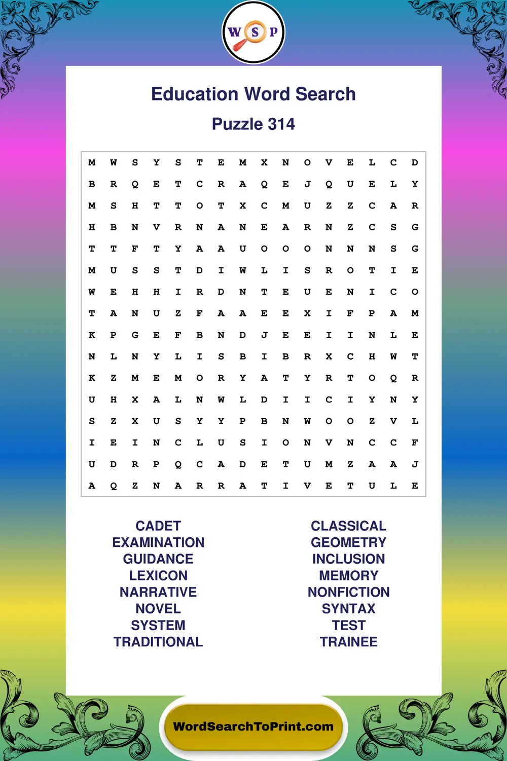 Education Word Search Puzzle 314
