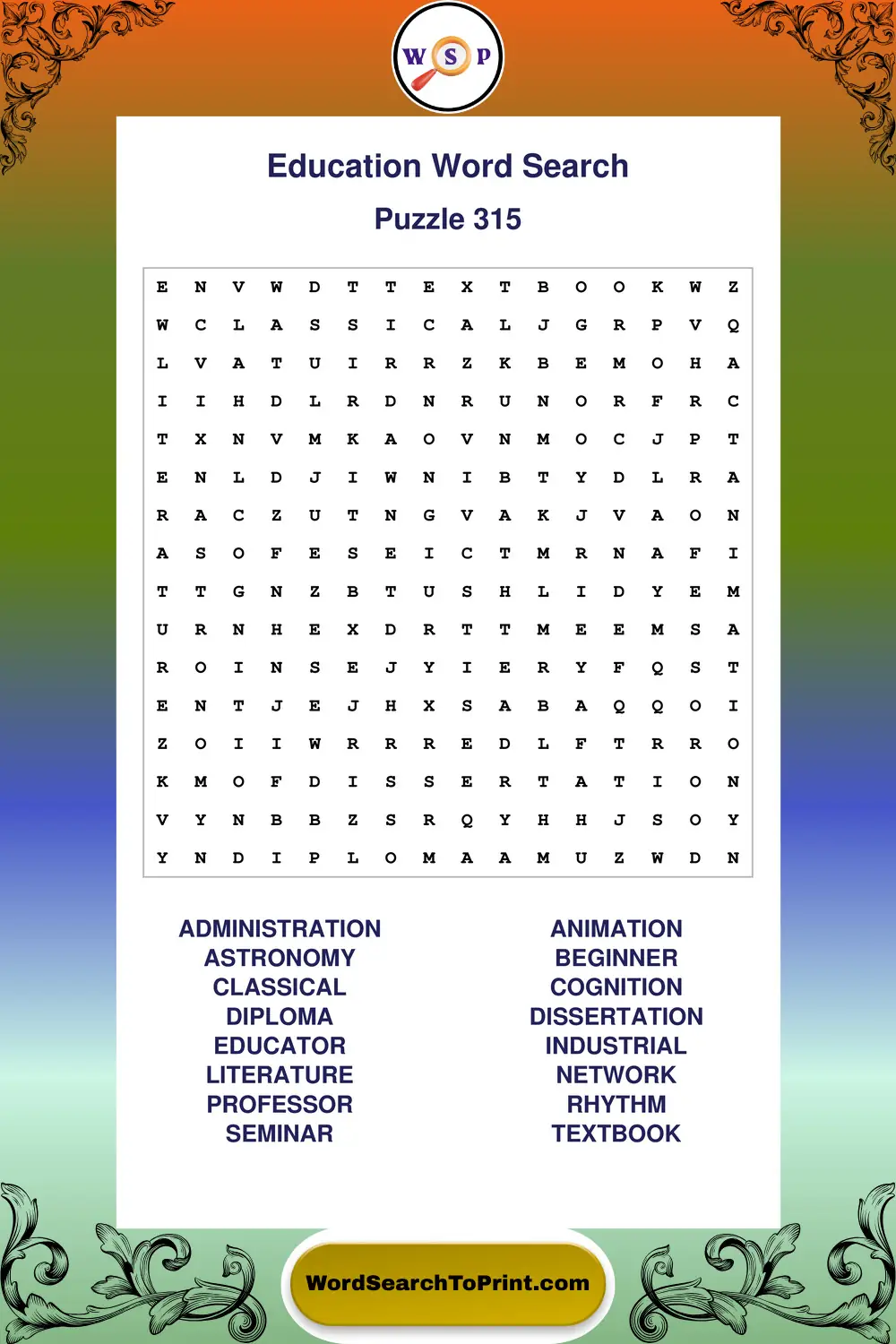 Education Word Search Puzzle 315