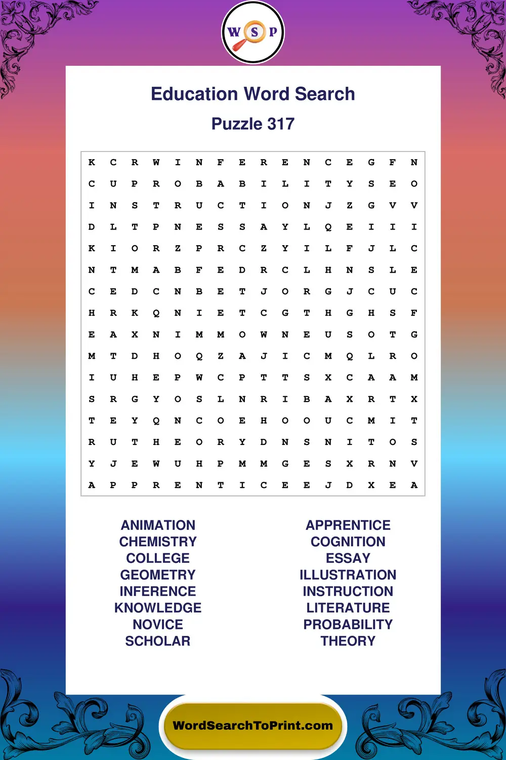 Education Word Search Puzzle 317