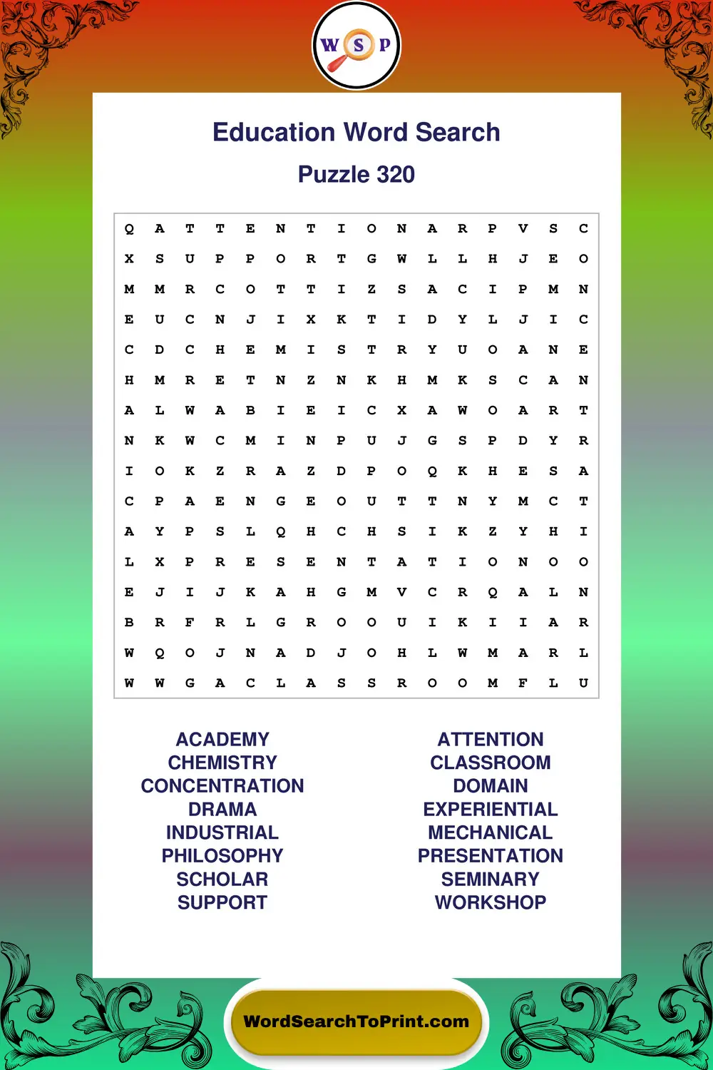 Education Word Search Puzzle 320