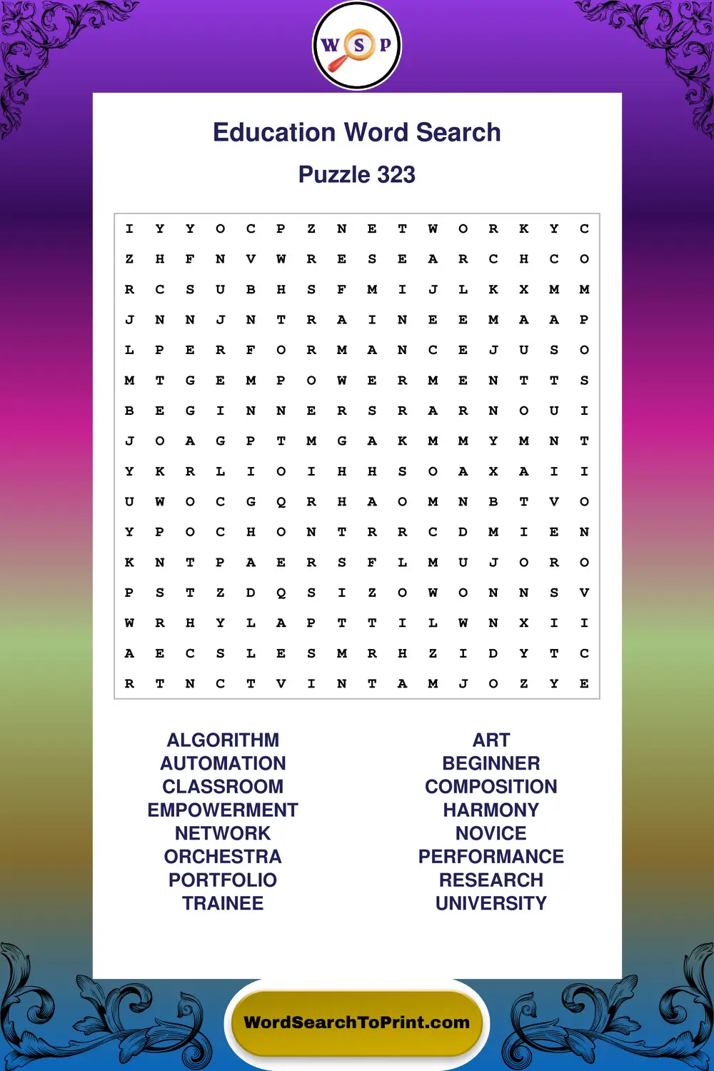 Education Word Search Puzzle 323