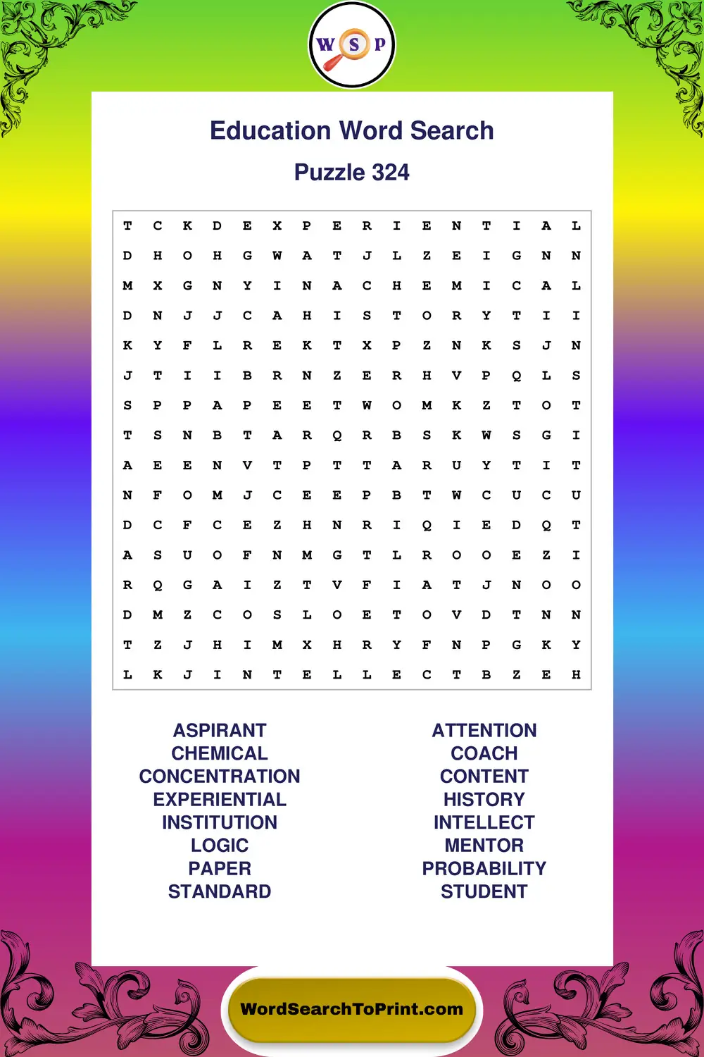 Education Word Search Puzzle 324