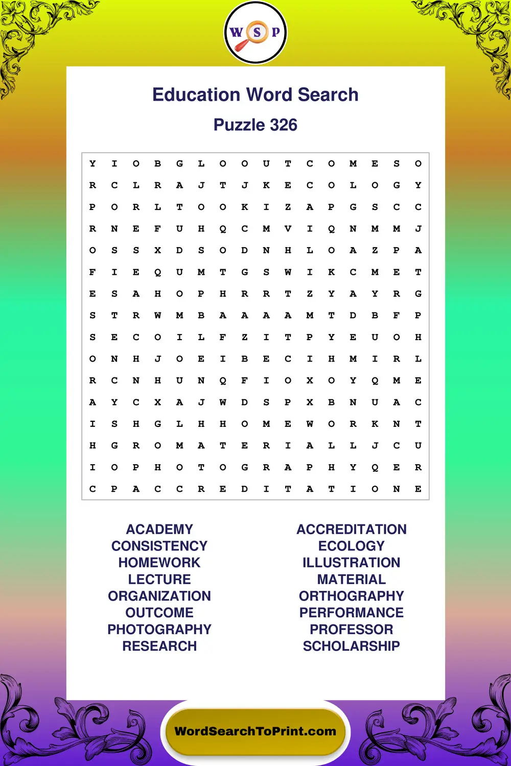Education Word Search Puzzle 326