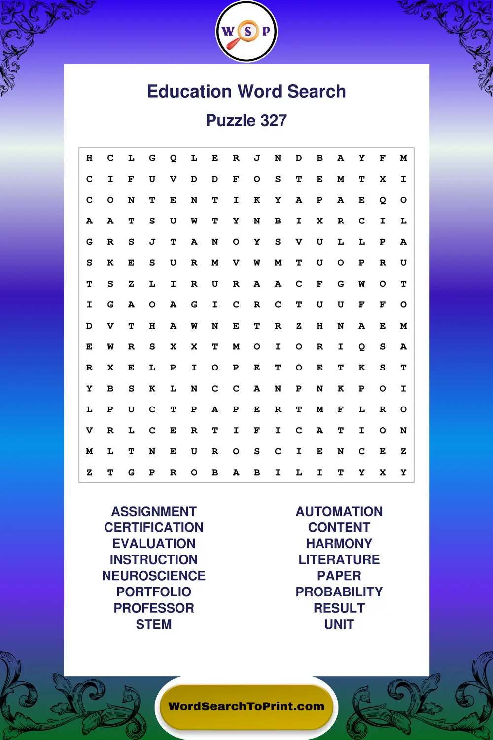 Education Word Search Puzzle 327