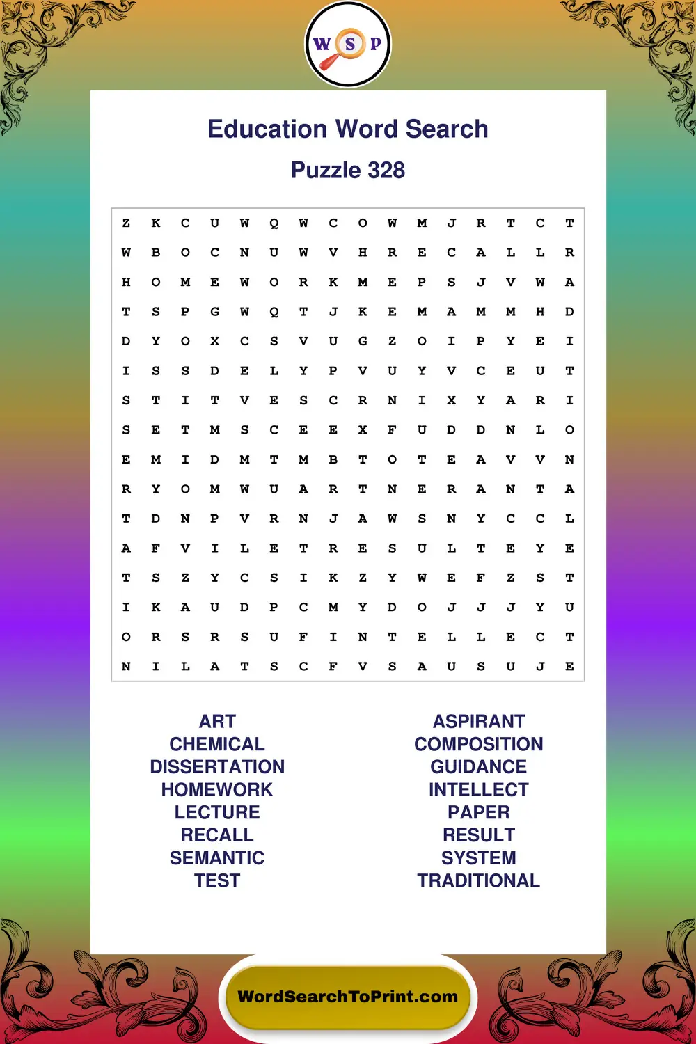 Education Word Search Puzzle 328