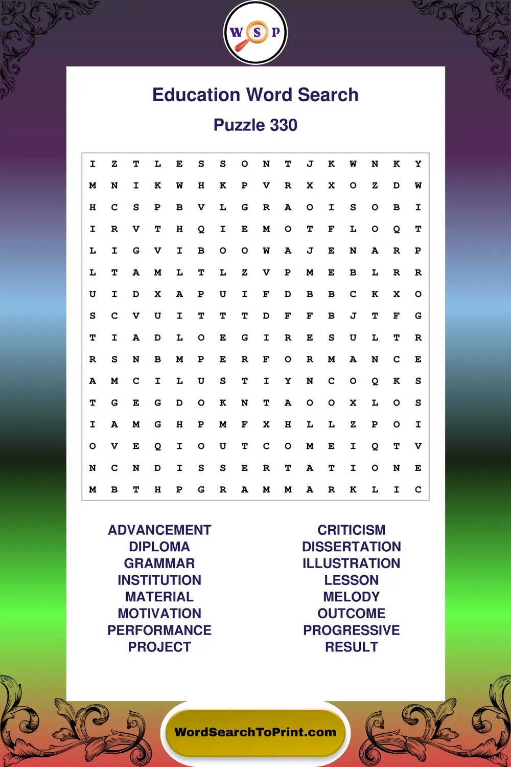Education Word Search Puzzle 330