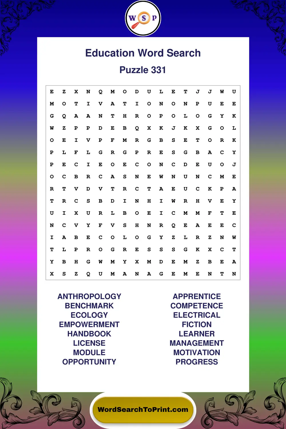 Education Word Search Puzzle 331