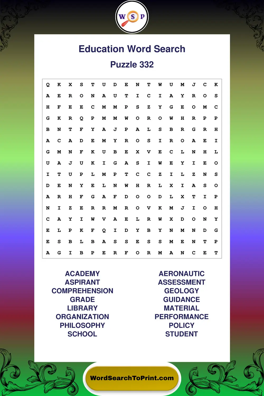 Education Word Search Puzzle 332